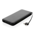 Lockhart RCS ārējais akumulators no pārstrādātas plastmasas, 10 000 mAh, ar iebūvētiem kabeļiem - Image 3