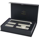 Parker IM Essentials rollerball un lodīšu pildspalvu komplekts – sudraba krāsā