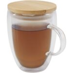 Leona 350 ml stikla krūze ar bambusa vāku