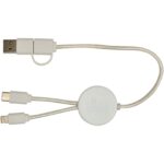 Chechia 5-in-1 pārstrādātas plastmasas 30 cm datu sinhronizācijas un 27 W ātrās uzlādes kabelis ar bambusa detaļām - Image 3
