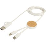 Chechia 5-in-1 pārstrādātas plastmasas 150 cm datu sinhronizācijas un 27 W ātrās uzlādes kabelis ar bambusa detaļām - Image 4