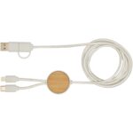 Chechia 5-in-1 pārstrādātas plastmasas 150 cm datu sinhronizācijas un 27 W ātrās uzlādes kabelis ar bambusa detaļām - Image 2