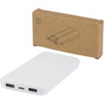 Adhil 10 000 mAh 10 W pārstrādātas plastmasas ārējā baterija ar 2 iebūvētiem kabeļiem